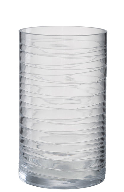 Windlicht Strepen Glas Transparant Large