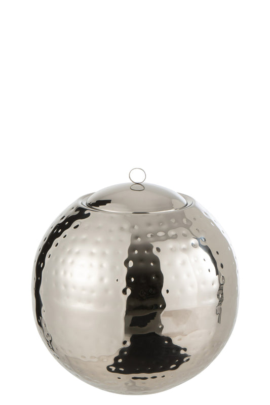 Drijvende Brander Bol Gehamerd Stainless Steel Zilver