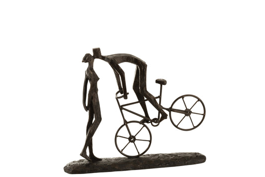 Couple Kiss On Bicycle Poly Dark Brown