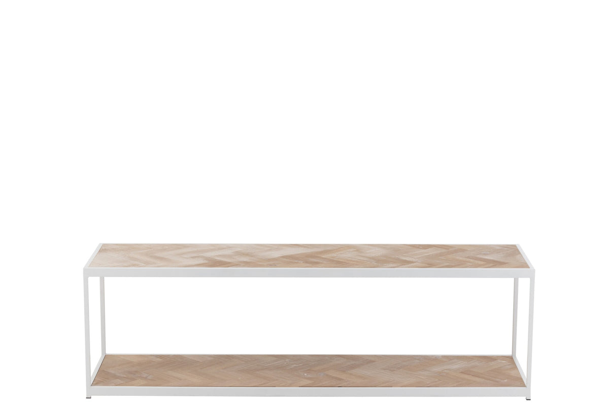 Coffee Table Zigzag Wood/Metal Natural/White