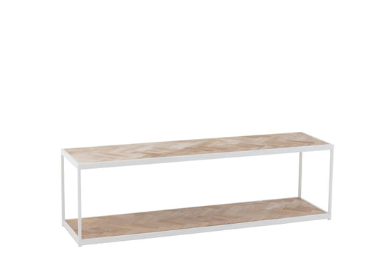 Coffee Table Zigzag Wood/Metal Natural/White