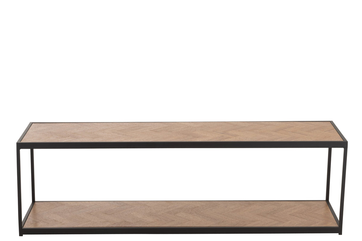 Coffee Table Zigzag Rectangle Wood/Metal Natural/Black