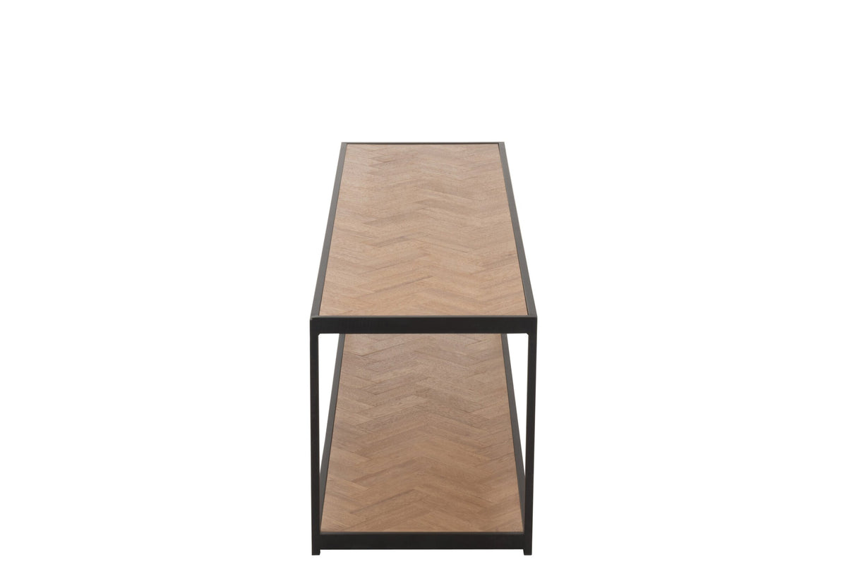 Coffee Table Zigzag Rectangle Wood/Metal Natural/Black