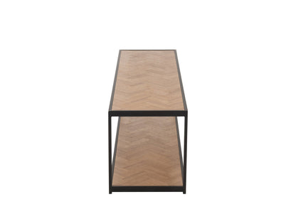 Coffee Table Zigzag Rectangle Wood/Metal Natural/Black