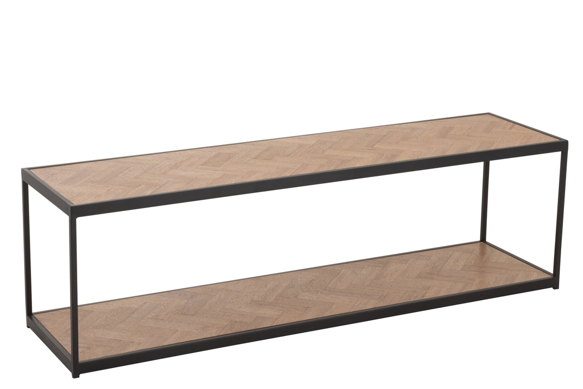 Coffee Table Zigzag Rectangle Wood/Metal Natural/Black