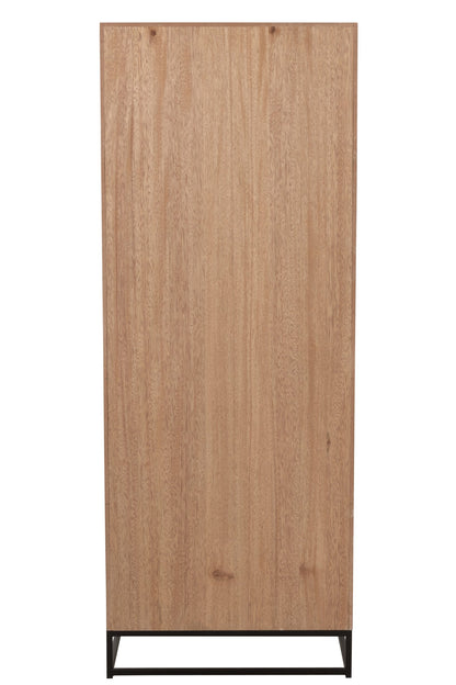 Cupboard High 3 Drawers Zigzag Wood/Metal Natural/Black