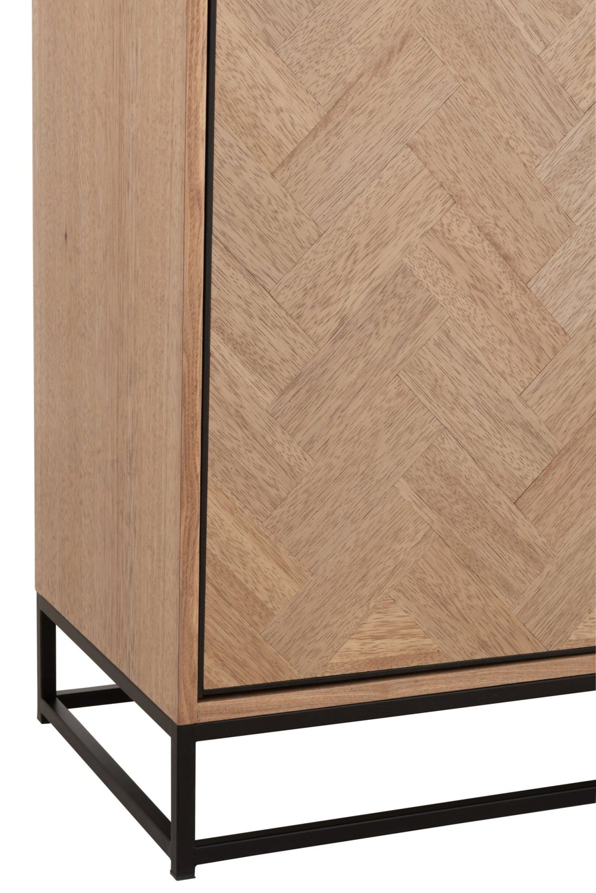 Cupboard High 3 Drawers Zigzag Wood/Metal Natural/Black
