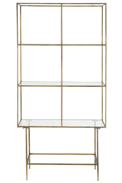 Rack 3 Shelves Metal/Glass Gold