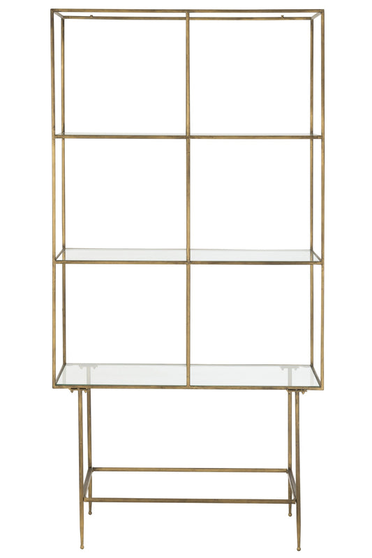 Rack 3 Shelves Metal/Glass Gold