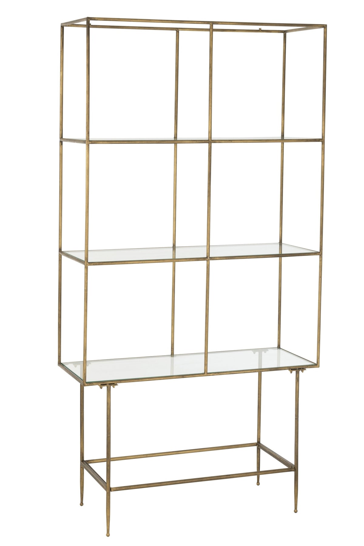 Rack 3 Shelves Metal/Glass Gold