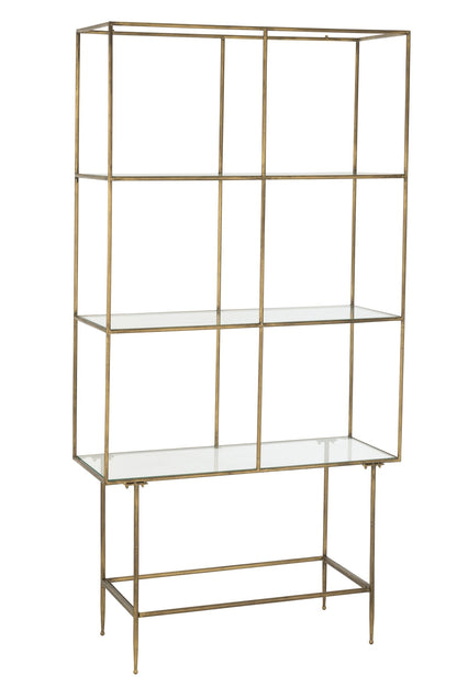 Rack 3 Shelves Metal/Glass Gold