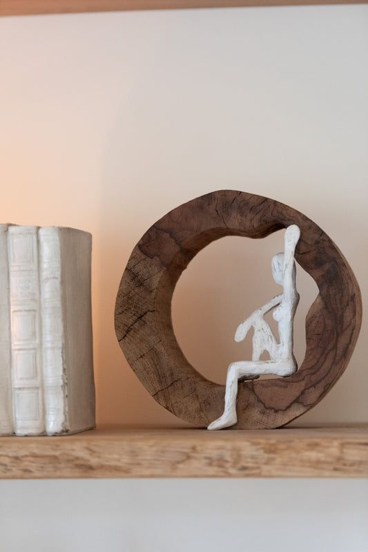 Figure Resting Wood Aluminium Natural/White Assortment Of 2