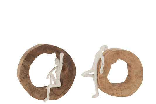 Figure Resting Wood Aluminium Natural/White Assortment Of 2