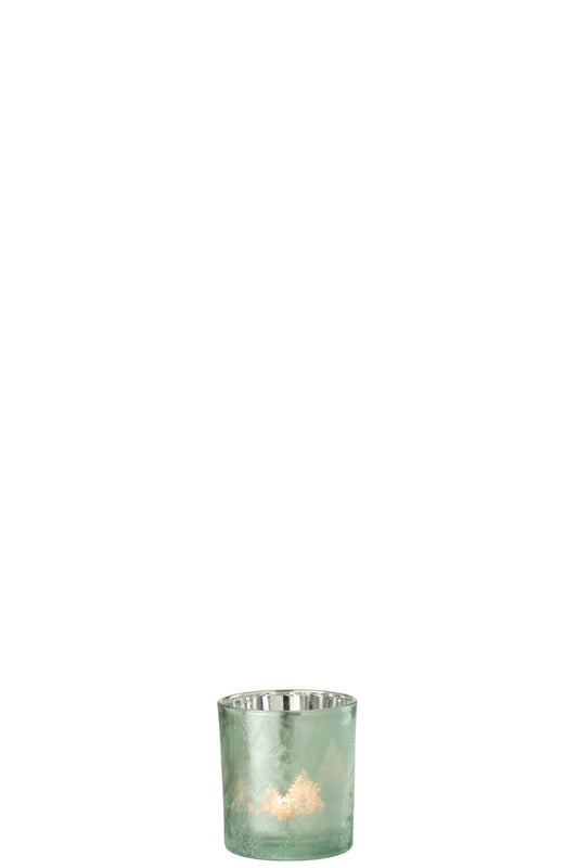 Theelicht Houder Boom Glas Groen/Zilver