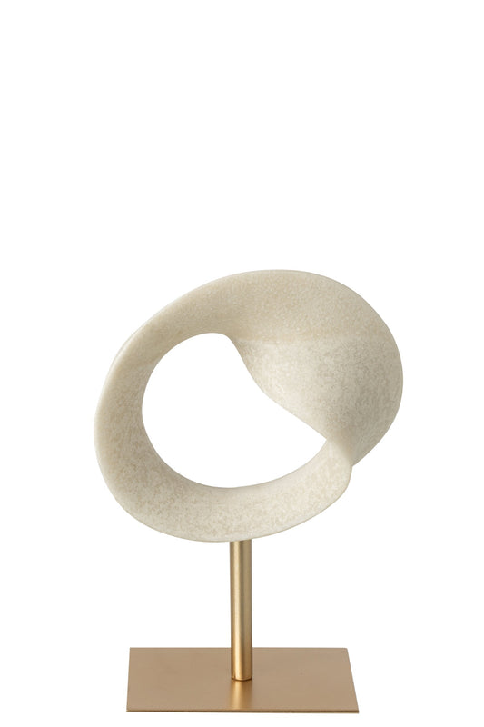 Abstract Decoration Resin White/Gold Small