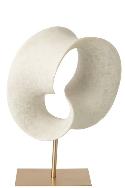 Abstract Decoration Resin White/Gold Large