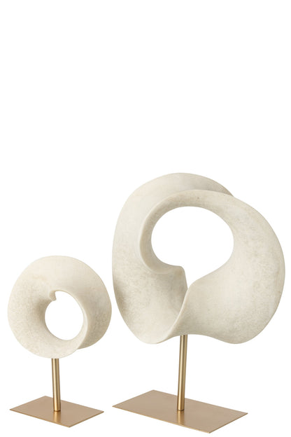 Abstract Decoration Resin White/Gold Large