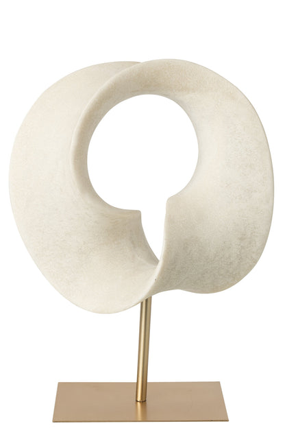 Abstract Decoration Resin White/Gold Large
