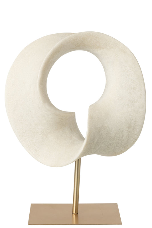 Abstract Decoration Resin White/Gold Large