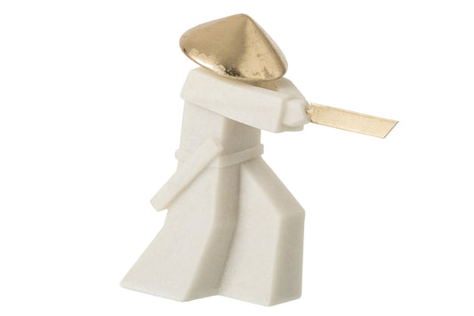 Figurine Martial Art Resin White/Gold