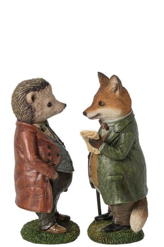 Fox Hedgehog + Suit Polyresin Multi Assortment Of 2