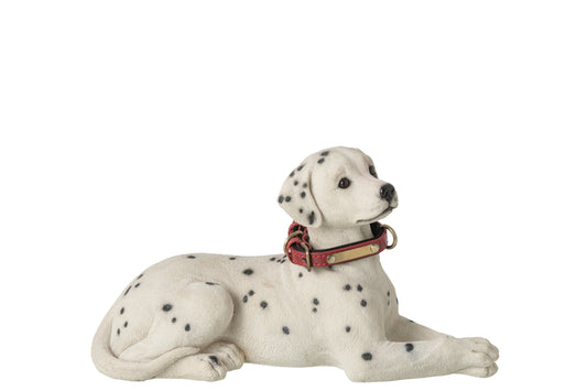 Dalmatian Lying Down Polyresin White/Black