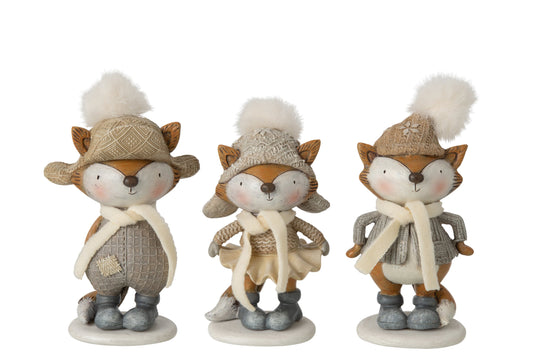 Fox Winter Polyester Grey/Brown Small Assortment Of 3