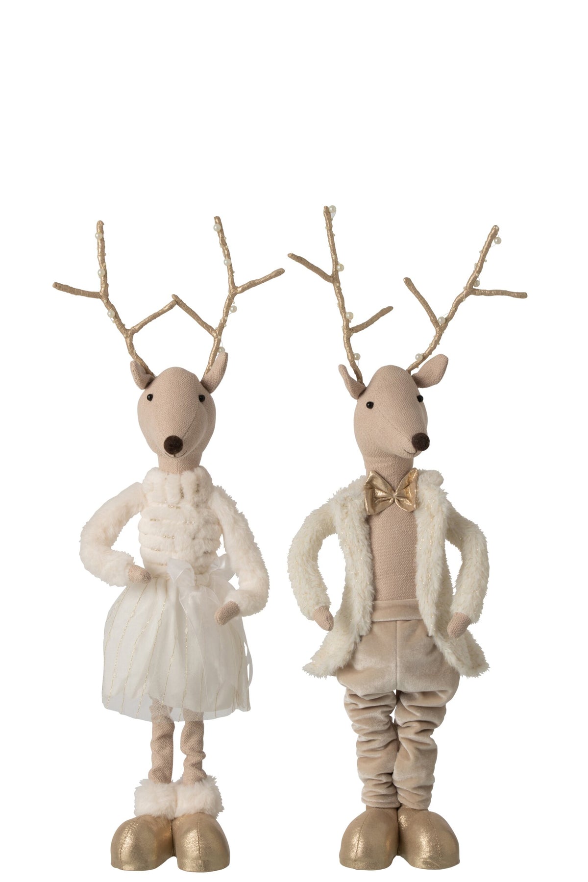 Reindeer Telescopic Polyester Gold/Light Beige Assortment Of 2