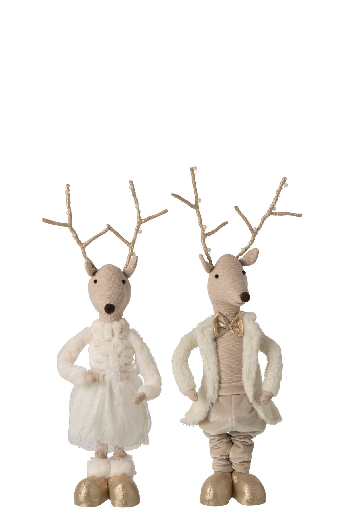 Reindeer Telescopic Polyester Gold/Light Beige Assortment Of 2