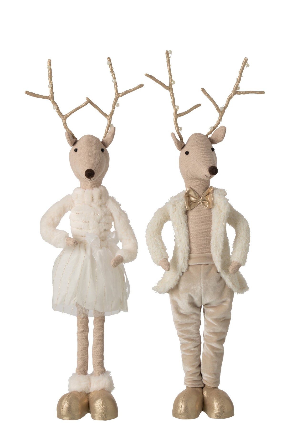 Reindeer Telescopic Polyester Gold/Light Beige Assortment Of 2