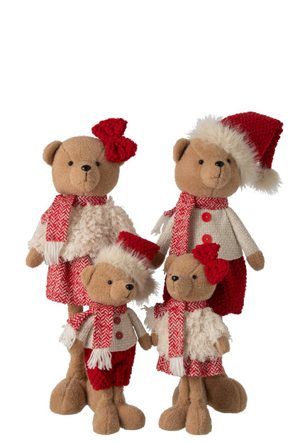 Bear Boy + Girl Polyester Christmas Red/White Large Assortment Of 2