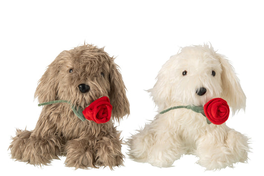 Dog Rose Polyester Brown/White Assortment Of 2