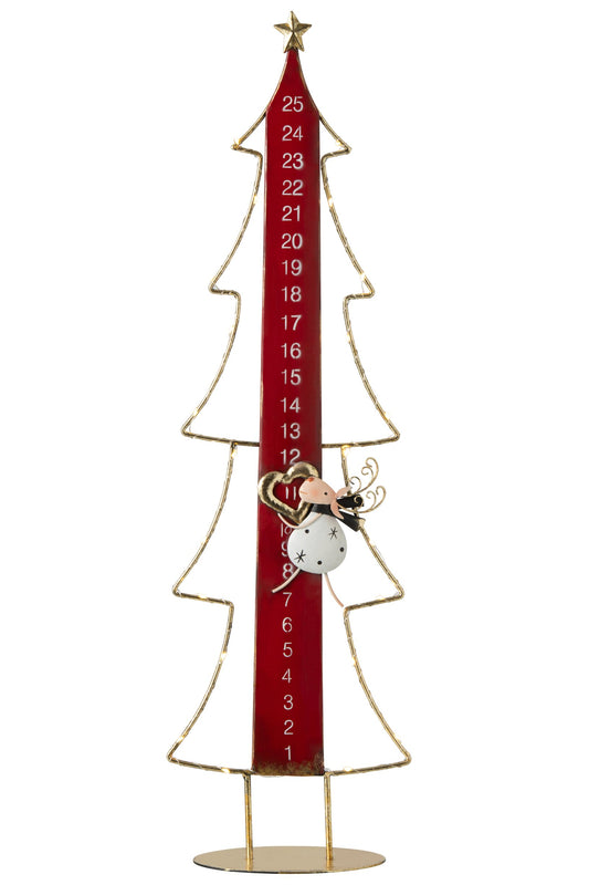 Christmas Tree LED Advent Calendar Metal Christmas Red/Gold