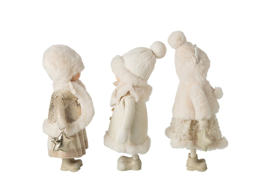 Girl Star Polyester Beige/White Assortment Of 3