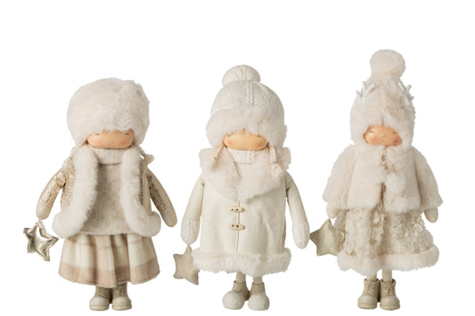 Girl Star Polyester Beige/White Assortment Of 3