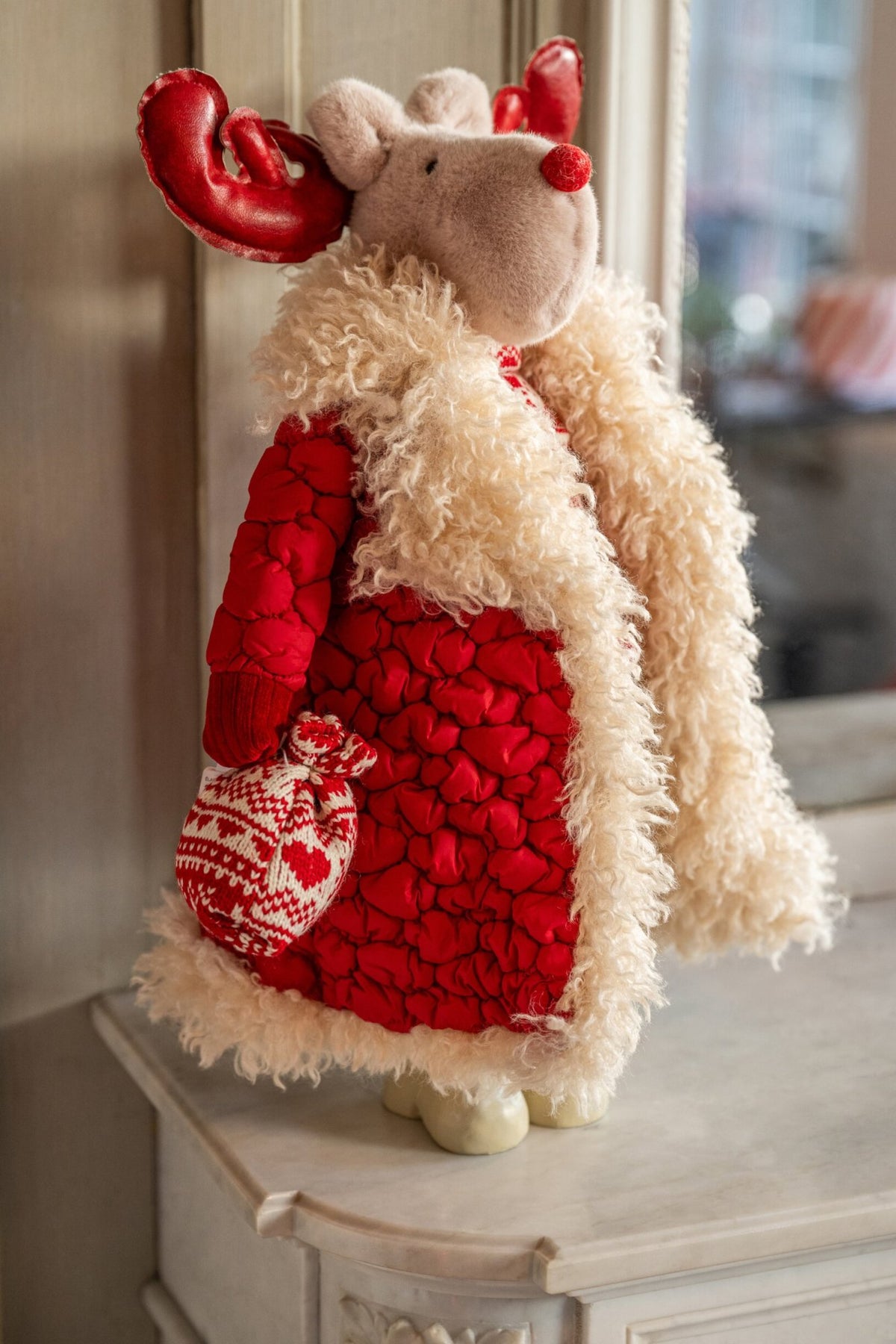 Moose Coat Polyester Christmas Red/Beige