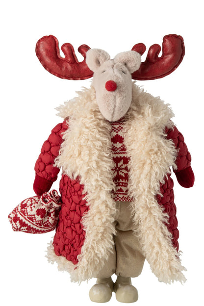 Moose Coat Polyester Christmas Red/Beige