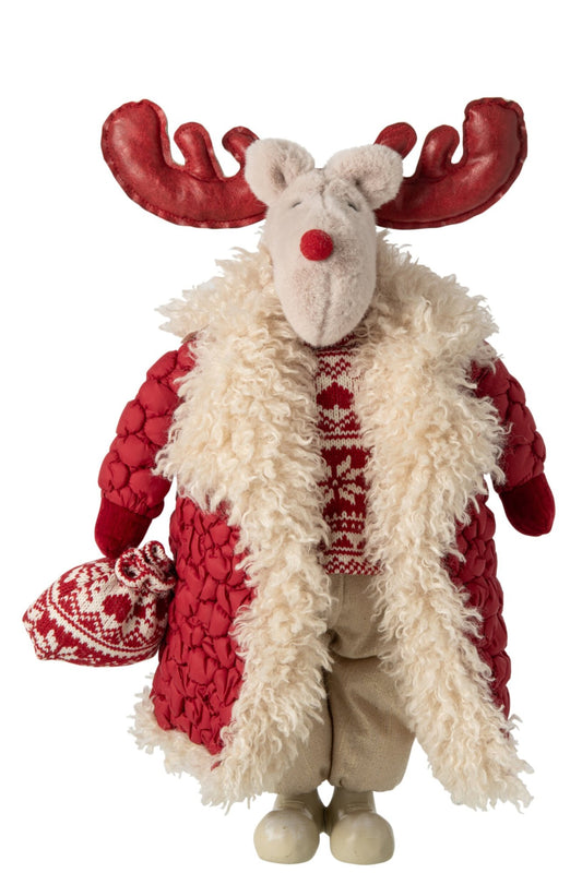 Moose Coat Polyester Christmas Red/Beige