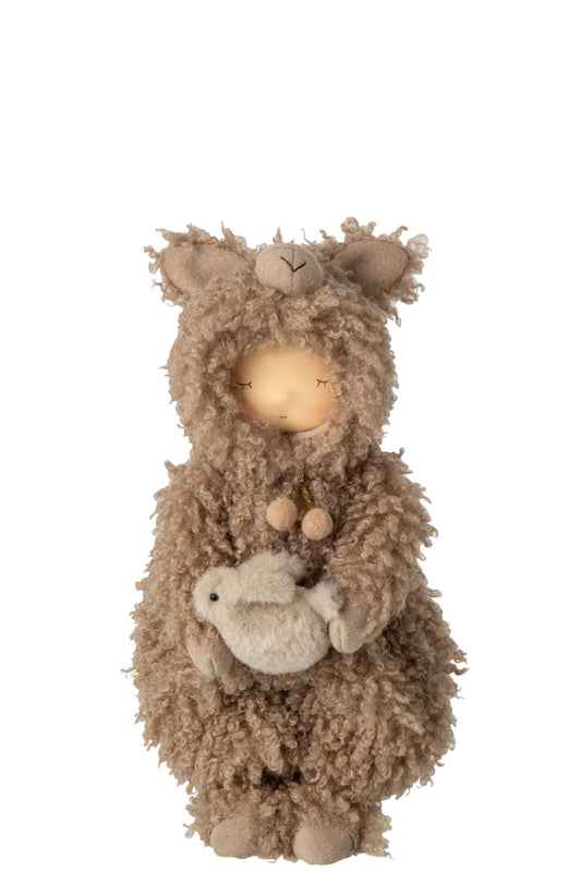 Child Sheep Polyester Brown