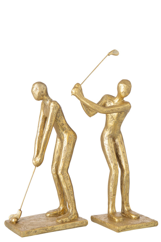 Golfer Polyresin Gold Assortment Of 2
