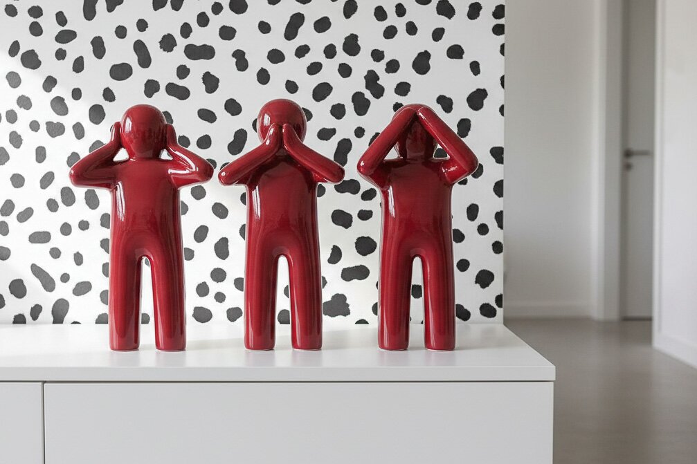P'tit Maurice Lacquered Polyresin Dark Red Large Assortment Of 3