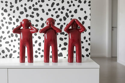 P'tit Maurice Lacquered Polyresin Dark Red Large Assortment Of 3