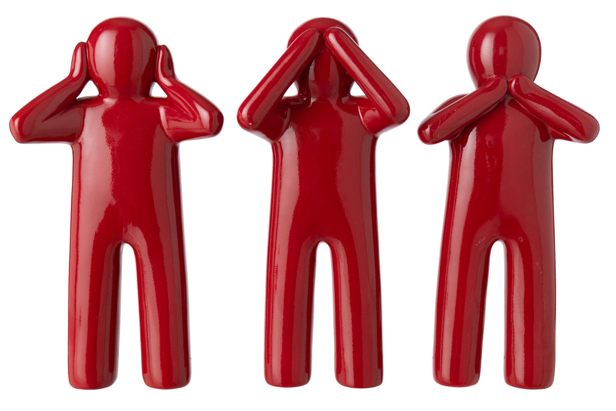 P'tit Maurice Lacquered Polyresin Dark Red Large Assortment Of 3