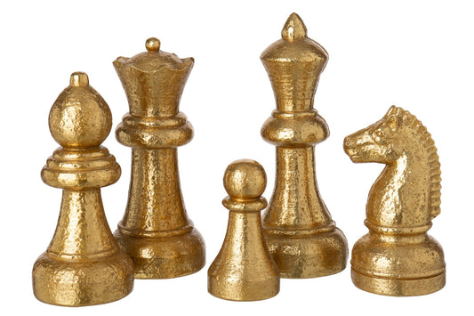 Set Of 5 Chess Piece 5 Polyresin Gold