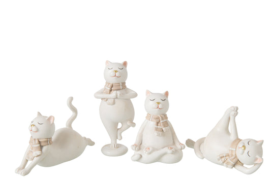 Cat Scarf Polyresin White Assortment Of 4