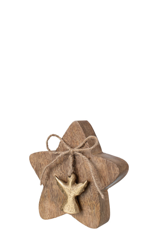 Star + Angel Mango Wood Natural/Gold Small