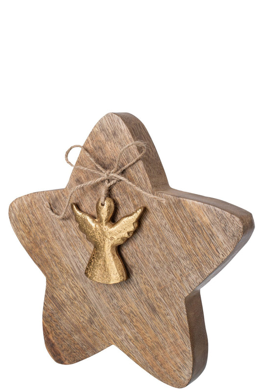 Star + Angel Mango Wood Natural/Gold Large