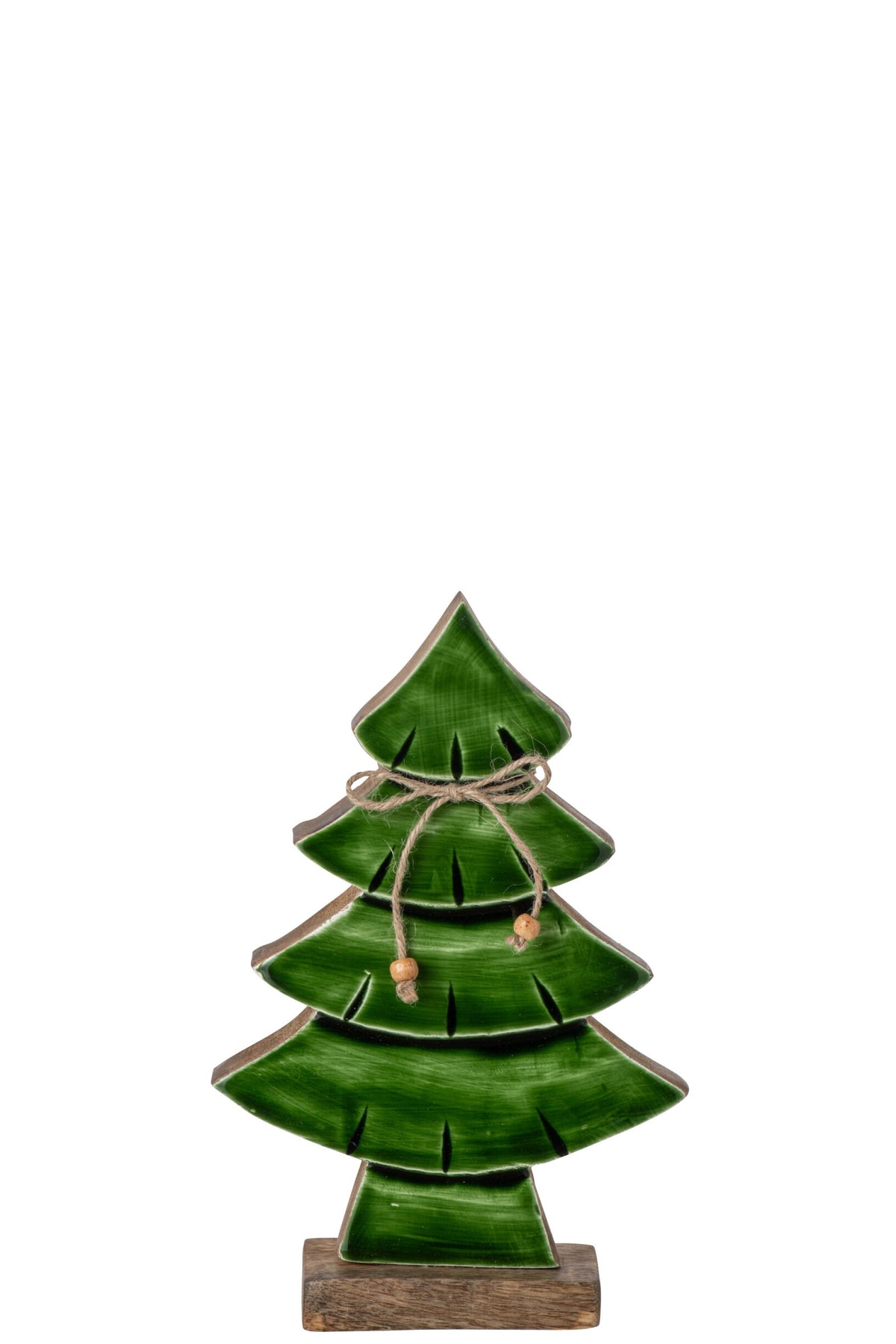 Pine Tree Bow Mango Wood Natural/Dark Green Small