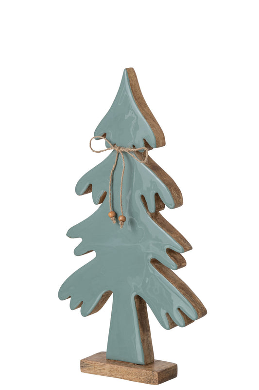 Pine Tree Bow Mango Wood Natural/Turquoise Medium