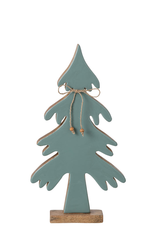 Pine Tree Bow Mango Wood Natural/Turquoise Medium